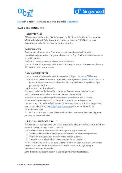 I Concurso de Coros Infantiles Singerhood – MADrid