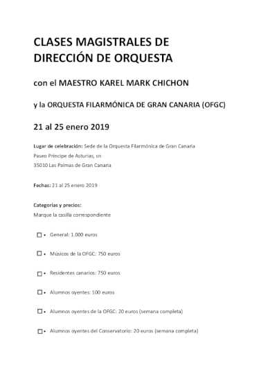 Las clases magistrales del Maestro Chichon con la OFGC se amplían ante el gran éxito de demanda