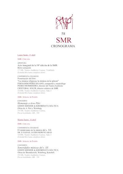 Presentación de la 58º edición de la Semana de Música Religiosa de Cuenca