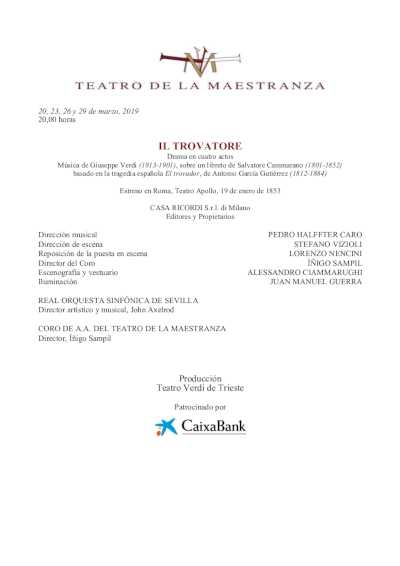 La ópera IL TROVATORE en el Teatro de la Maestranza de Sevilla