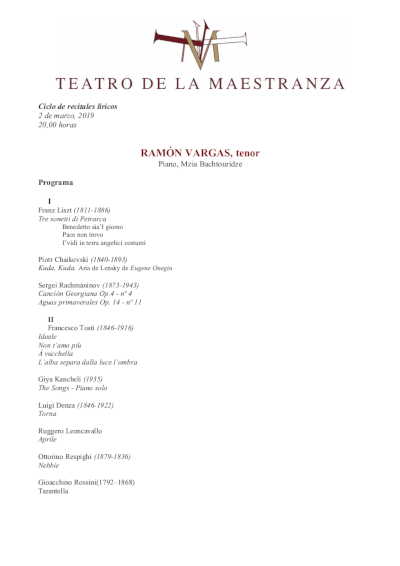 El tenor Ramón Vargas, junto a Mzia Bachtouridze en el Teatro de la Maestranza El tenor Ramón Vargas, junto a Mzia Bachtouridze en el Teatro de la Maestranza