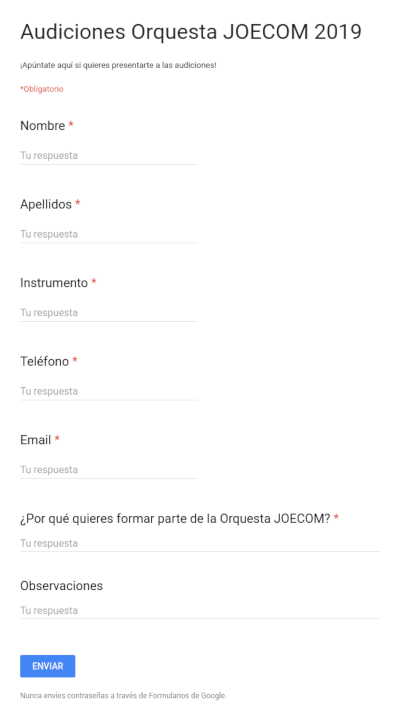 La Orquesta JOECOM convoca audiciones