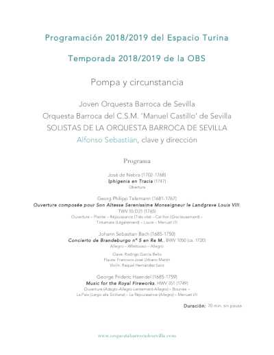 El Espacio Turina acoge el segundo concierto de temporada de la Orquesta Barroca de Sevilla