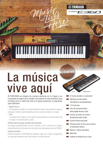 Nuevos modelos YAMAHA: PSR-E360