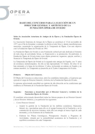 La Ópera de Oviedo convoca un concurso abierto para elegir a su nuevo director