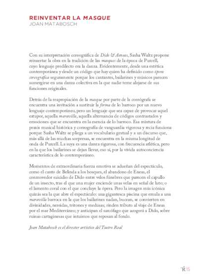 El amor sumergido en las aguas del destino. Dido & Aeneas en el Teatro Real de Madrid