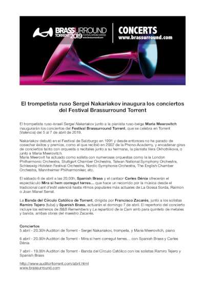 El trompetista ruso Sergei Nakariakov inaugura los conciertos del Festival Brassurround Torrent