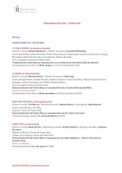 Se presenta la Temporada 2019 – 2020 del Teatro Real Se presenta la Temporada 2019 – 2020 del Teatro Real