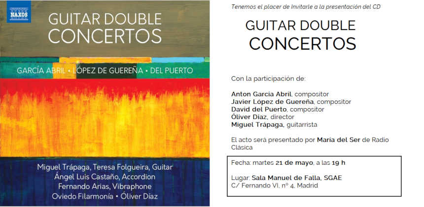 Antón García Abril, David del Puerto y Javier López de Guereña publican sus tres dobles conciertos