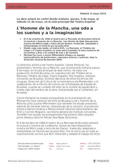 El musical L’Home de la Mancha, una oda a los sueños y a la imaginación