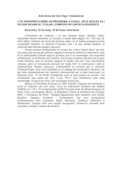 La Orquesta de València interpreta programa a caballo de los siglos XX y XXI