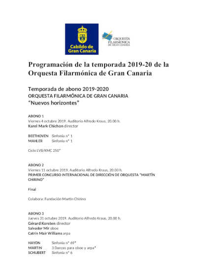La élite de los directores y solistas internacionales se asoma a los “Nuevos horizontes” de la temporada 2019-20 de la OFGC