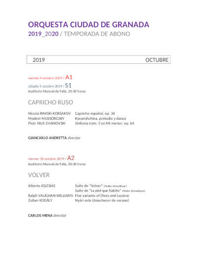 Orquesta Ciudad de Granada presenta su nueva temporada 2019/2020