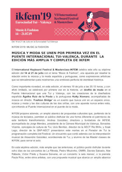 Música y moda se unen por primera vez en el Puente Internacional Tui-Valença