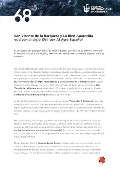 San Vicente de la Barquera y La Bien Aparecida vuelven al siglo XVII con Al Ayre Español