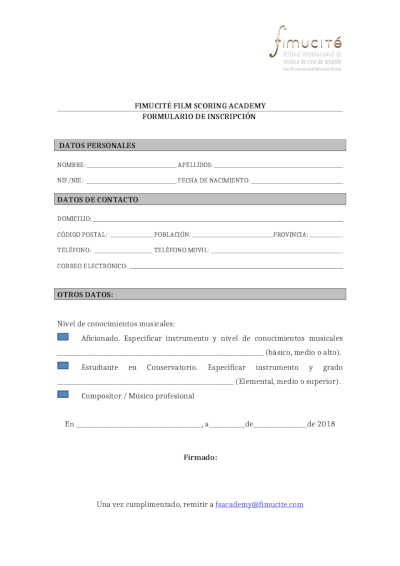 Abierto el plazo de inscripción de la Academia Fimucité para compositores