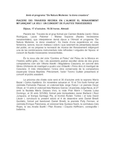 Piacere dei Traversi recrea en El Almudín el Renacimiento mediante la voz y un consort de flautas traveseras