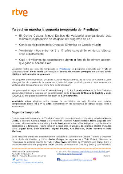 Ya está en marcha la segunda temporada de ‘Prodigios’