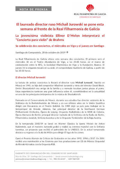 El director ruso Michail Jurowski se pone esta semana al frente de la Real Filharmonía de Galicia
