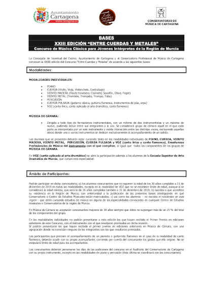 Últimos días para inscribirse en el programa Entre Cuerdas y Metales