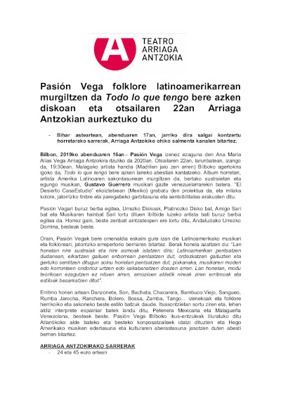 Pasión Vega se sumerge en el folclore latinoamericano en su último trabajo Todo lo que tengo