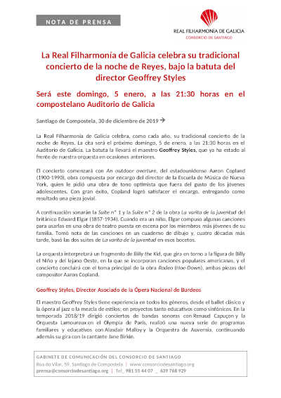 La Real Filharmonía de Galicia celebra su tradicional concierto de la noche de Reyes
