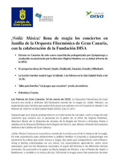 ¡Voilà: Música! llena de magia los conciertos en familia de la Orquesta Filarmónica de Gran Canaria