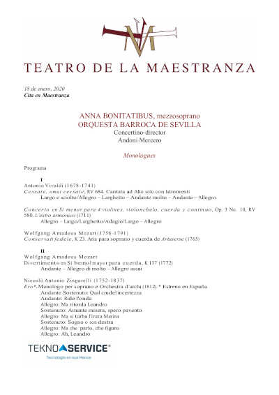 La mezzosoprano Ann Hallenberg y el violinista Andoni Mercero en concierto en el Maestranza