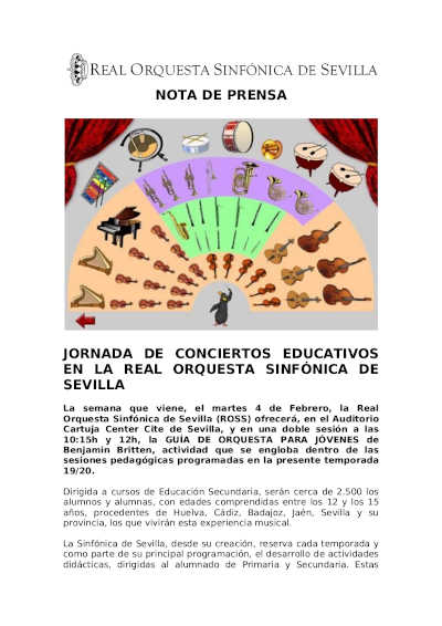 Jornada de conciertos educativos en la Real Orquesta Sinfónica de Sevilla