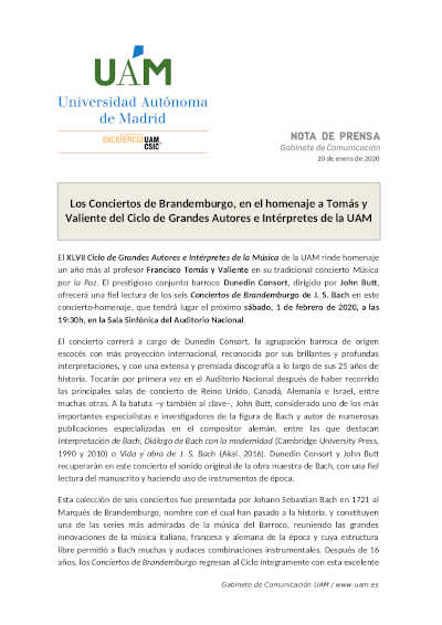 Dunedin consort en el XLVII Ciclo Grandes Autores e Intérpretes de la Música de la UAM