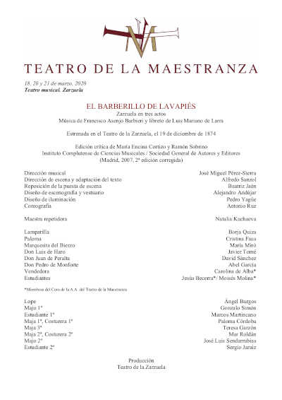 Divertida, fresca, vibrante… la emblemática zarzuela El barberillo de Lavapiés en el Maestranza