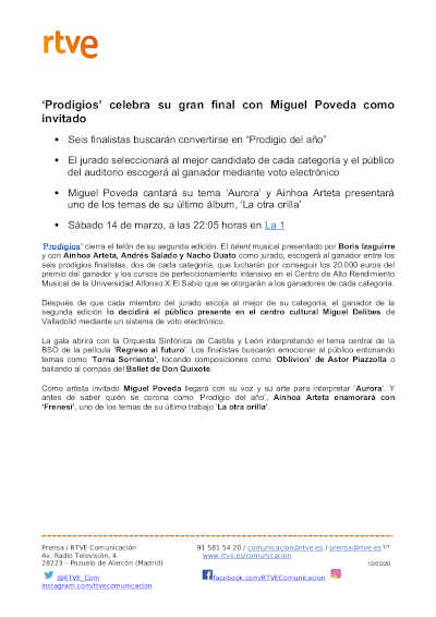 ‘Prodigios’ celebra su gran final con Miguel Poveda como invitado ‘Prodigios’ celebra su gran final con Miguel Poveda como invitado