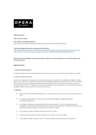 La Ópera de Oviedo convoca un concurso sobre la ópera ‘Madama Butterfly’ de Puccini La Ópera de Oviedo convoca un concurso sobre la ópera ‘Madama Butterfly’ de Puccini