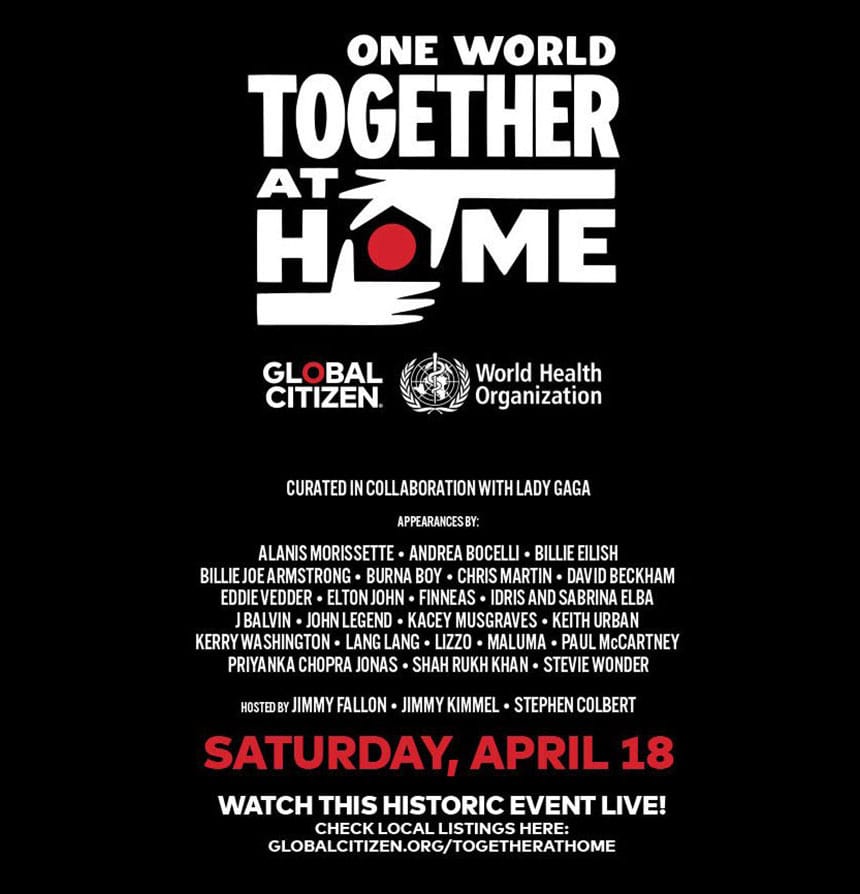 One World: Together At Home: Lady Gaga, Paul McCartney, Alanis Morissette, Andrea Bocelli…