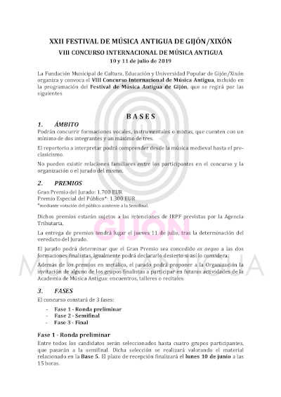 XXIII Festival de Música Antigua de Gijón – FEMAG 2020 XXIII Festival de Música Antigua de Gijón – FEMAG 2020