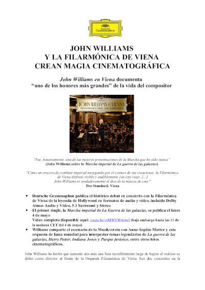 John Williams publica su primera colaboración con la Filarmónica de Viena