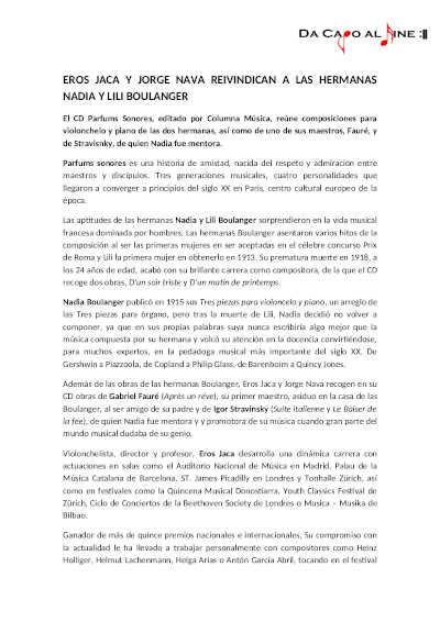 Eros Jaca y Jorge Nava reivindican a las hermanas Nadia y Lili Boulanguer