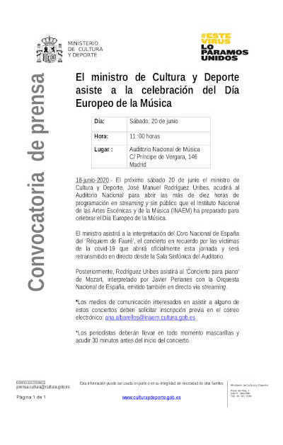 El ministro de Cultura y Deporte asiste a la celebración del Día Europeo de la Música