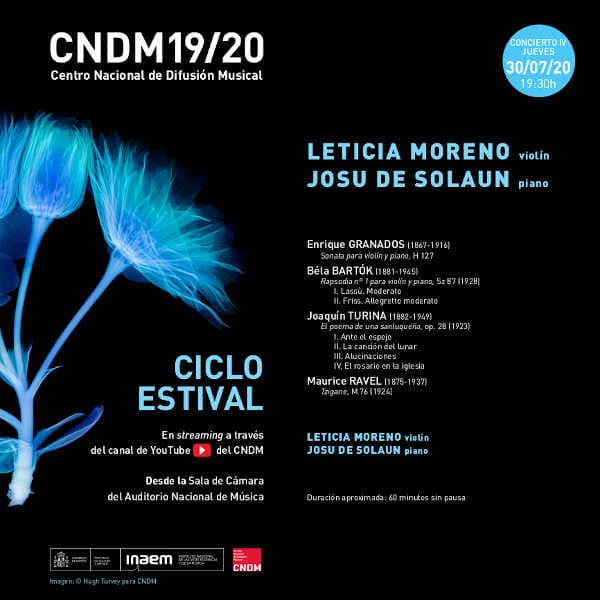 El CNDM cierra su ciclo estival con la violinista Leticia Moreno y el pianista Josu de Solaun El CNDM cierra su ciclo estival con la violinista Leticia Moreno y el pianista Josu de Solaun
