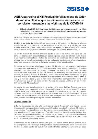 ASISA patrocina el XIII Festival de Villaviciosa de Odón de música clásica