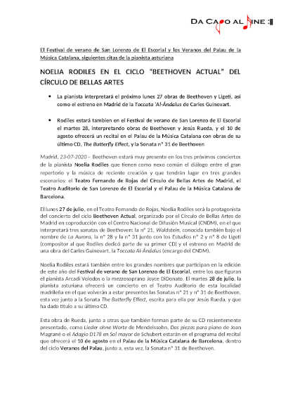 Noelia Rodiles en el Ciclo «Beethoven Actual» del Círculo de Bellas Artes