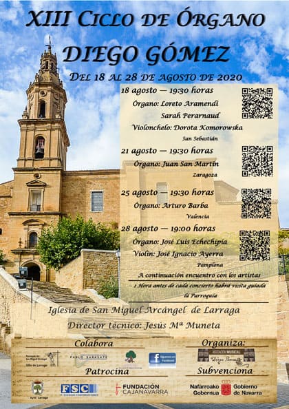 A punto de comenzar la 13º edición del Ciclo de Órgano Diego Gómez, de Larraga