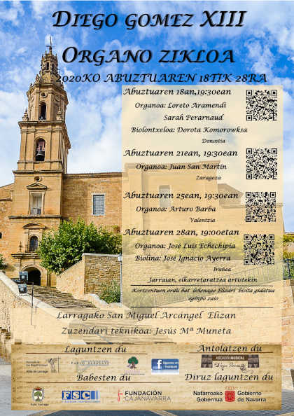 A punto de comenzar la 13º edición del Ciclo de Órgano Diego Gómez, de Larraga