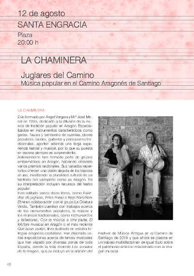 La Chaminera, acerca su música popular al Festival Camino de Santiago La Chaminera, acerca su música popular al Festival Camino de Santiago