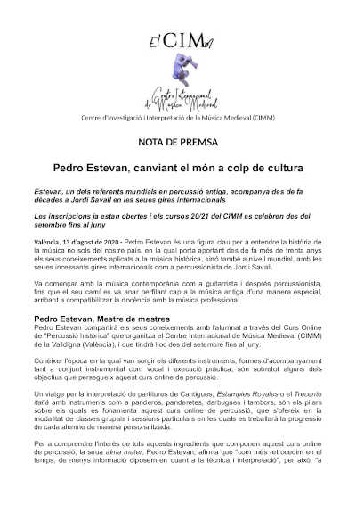 Pedro Estevan, cambiando el mundo a golpe de cultura en el CIMM por streaming
