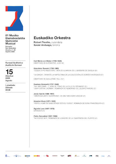 Xabier Anduaga ofrece un recital de ópera y zarzuela junto a la Euskadiko Orkestra y Robert Treviño Xabier Anduaga ofrece un recital de ópera y zarzuela junto a la Euskadiko Orkestra y Robert Treviño