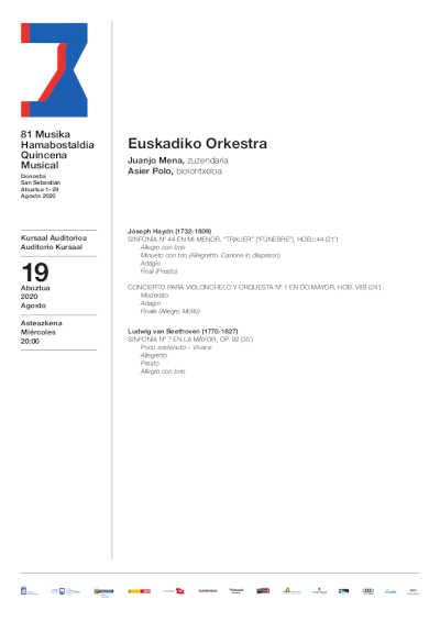 La Euskadiko Orkestra ofrece su tercera actuación en la Quincena Musical acompañada por Asier Polo y Juanjo Mena