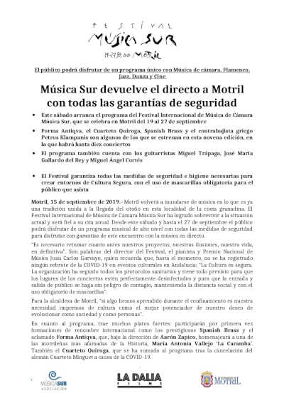 El Festival Música Sur devuelve el directo a Motril con todas las garantías de seguridad