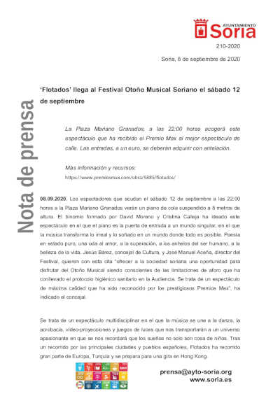 ‘Flotados’ llega al Festival Otoño Musical Soriano el sábado 12 de septiembre