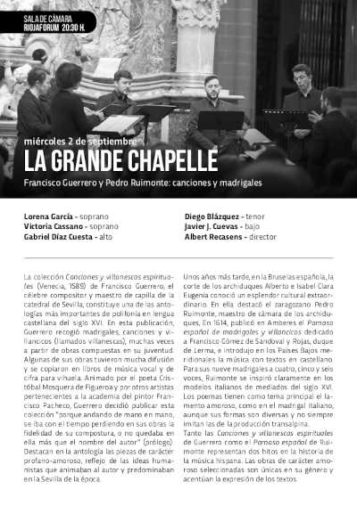El reconocido conjunto La Grande Chapelle, ofrece un programa exclusivo en la Semana de Música Antigua de Logroño